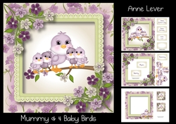 Mummy & 4 Baby Birds - mothers day or birthday