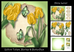 Yellow Tulips, Burlap & Butterflies