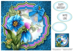 Trio Fancy Frame - Bright Blue 8x8
