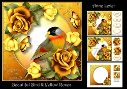 Beautiful Bird & Yellow Roses