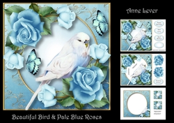 Beautiful Bird & Pale Blue Roses