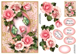 Gilded Frame & Blush Pink Roses A5