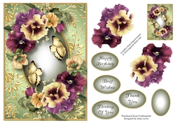 Gilded Frame & Muted Pansies A5