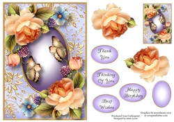 Gilded Frame & Peach Roses A5