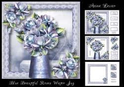 Blue Beautiful Roses Water Jug
