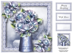 Blue Beautiful Roses Water Jug 8x8