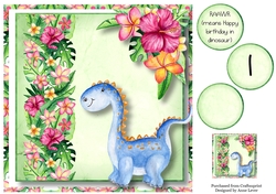 Dinosaur Tropical Birthday 4 8x8