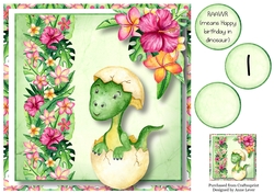 Dinosaur Tropical Birthday 1 8x8