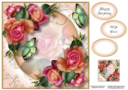 Persian Roses & Butterflies 8x8