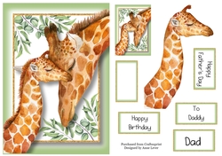 Happy Fathers Day Giraffes A5