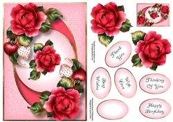 Centre Circle Strawberry Roses A5