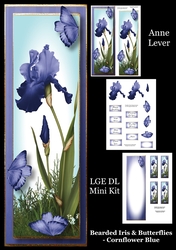 Bearded Iris & Butterflies - Cornflower Blue