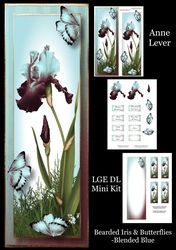 Bearded Iris & Butterflies - Blended Blue