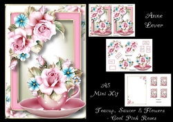 Teacup, Saucer & Flowers - Cool Pink Roses