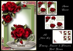 Teacup, Saucer & Flowers - Red Roses