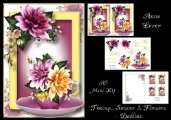 Teacup, Saucer & Flowers - Dahlias