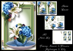 Teacup, Saucer & Flowers - Hydrangea & Lily