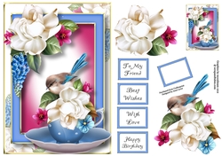 Teacup, Saucer & Flowers - White Gardinia A5
