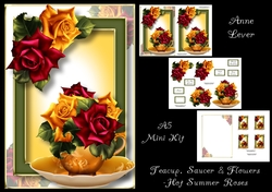 Teacup, Saucer & Flowers - Hot Summer Roses