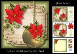 Golden Christmas Bauble - Red