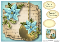 Golden Christmas Bauble - Pale Blue 8x8