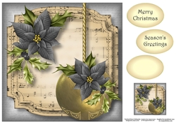 Golden Christmas Bauble - Pewter 8x8