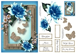 Dahlia Butterfly Trio - Blue A5