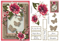 Dahlia Butterfly Trio - Pink & White A5