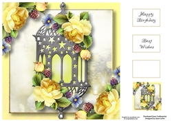 Floral lantern - Yellow Roses 8x8
