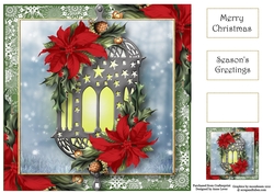 The Poinsettia Lantern - Red 8x8