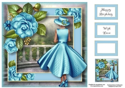 Lady Camellia - Blue 8x8