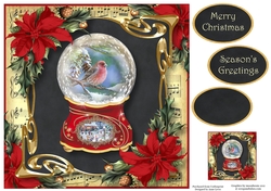 Victorian Snowglobe - Red Poinsettias 8x8