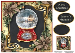 Victorian Snowglobe - Vintage Poinsettias 8x8