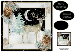 Christmas Moon Stag 8x8