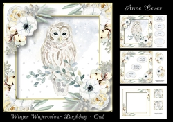 Winter Watercolour Birthday - Owl