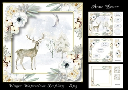 Winter Watercolour Birthday - Stag