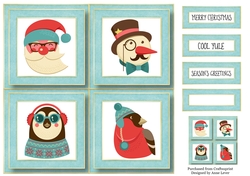 Hipster Christmas Quad Frame 8x8