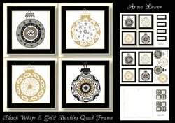 Black White & Gold Baubles Quad Frame
