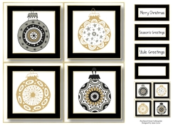 Black White & Gold Baubles Quad Frame 8x8