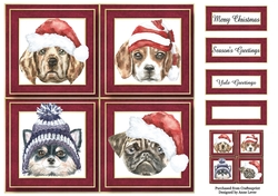 Christmas Hats Dogs Quad Frame 8x8