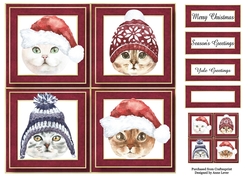 Christmas Hats Cats Quad Frame 8x8