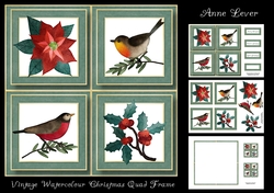 Vintage Watercolour Christmas Quad Frame