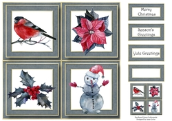 Black & red Watercolour Christmas Quad Frame 8x8