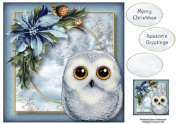 Watercolour Winter Animals - Baby Snowy Owl 8x8