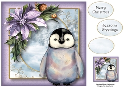 Watercolour Winter Animals - Baby Penguin 8x8
