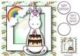 Unicorn & Rainbows Birthday Ages - 4 8x8