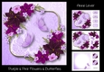 Purple & Pink Flowers With Butterflies