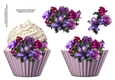 Floral cupcake Decoupage Sheet - Soft Gothic