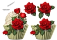 Floral cupcake Decoupage Sheet - Claires Red Roses