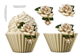 Floral cupcake Decoupage Sheet - Ivory Roses